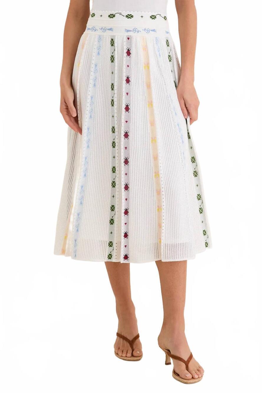 NEW MOLLI esperance jacquard midi skirt in milk multi